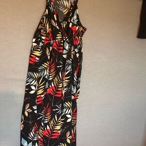 Colorful Leaf Print Maxi Dress